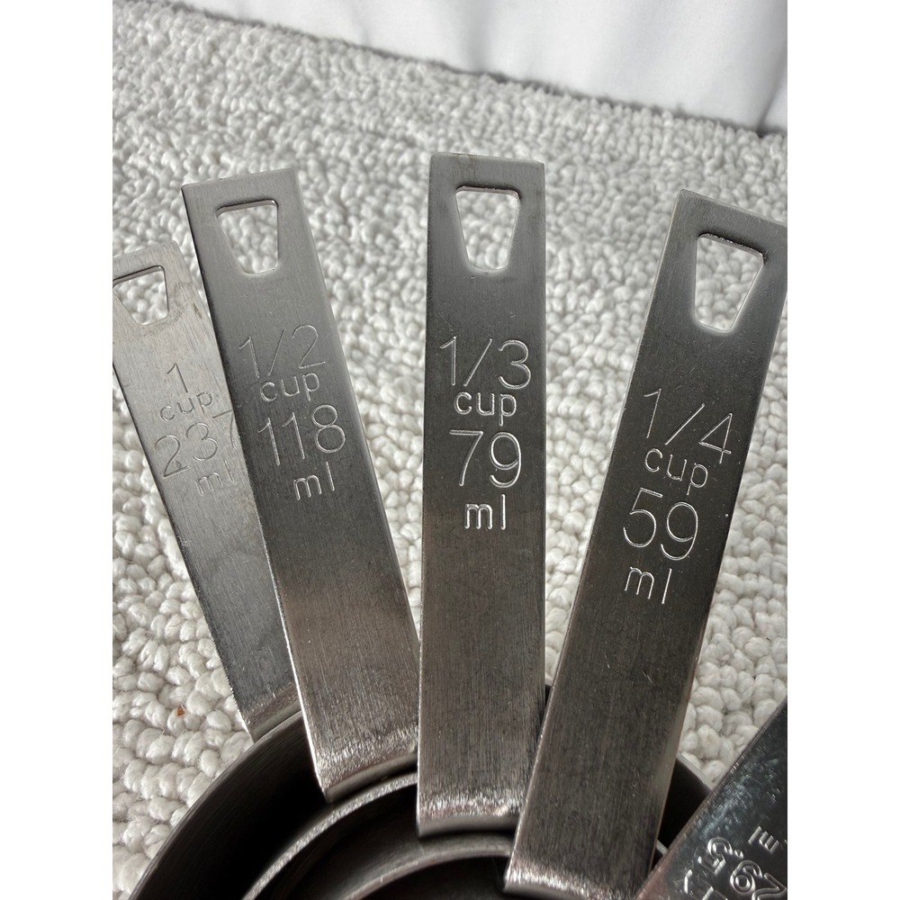 Stainless Steel Measuring Cups Set of 5‎ Silver Nested Kitchen Tools 16334 - Picture 3 of 12